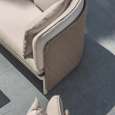 Patio Accent Chair in Khaki & Cream White Rattan